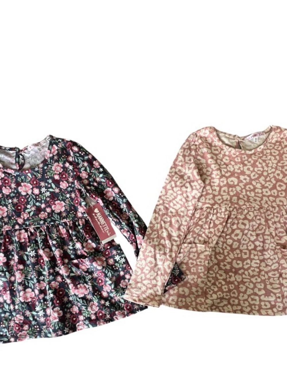 Nanette Kids -Sleeve Floral and Leopard Print - Pink & blue 6x